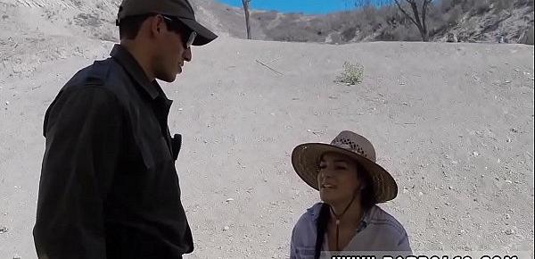  Sweet dark haired Paisley Parker was detained by  border patrol